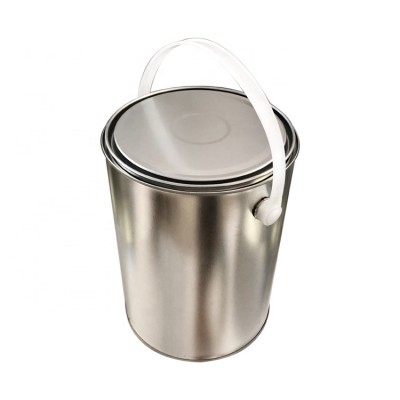 5l Empty Metal Cylindrical Paint Tin Can Bucket